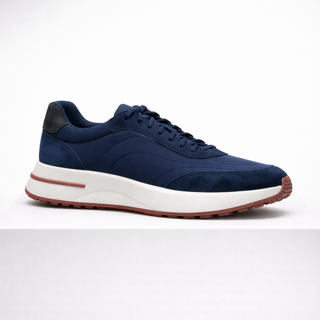Men's blue suede sneakers alternate angle — casual — Rothwell Suede Sneakers — Oscar Blackwood