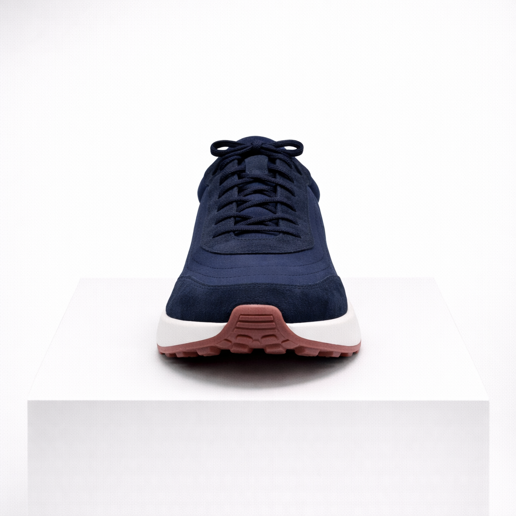 Men's blue suede sneakers close-up — casual — Rothwell Suede Sneakers — Oscar Blackwood