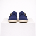 Women's blue loafers back view — versatile — Edith Slip-On Loafers — Oscar Blackwood