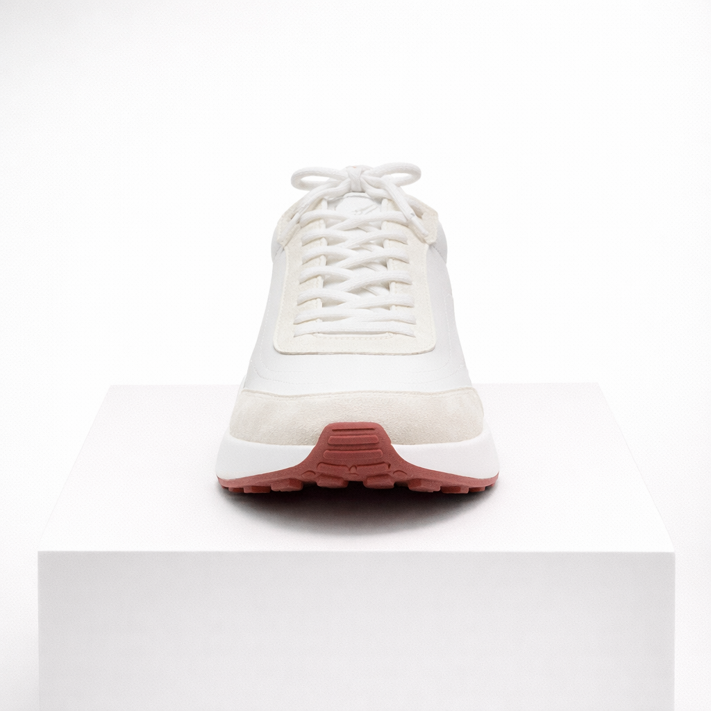 Men's white suede sneakers color detail — casual — Rothwell Suede Sneakers — Oscar Blackwood
