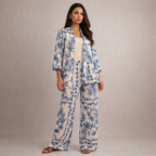 Women's blue gabby back view — versatile — Gabby Azulejo Relaxed 2-Piece Set — Oscar Blackwood