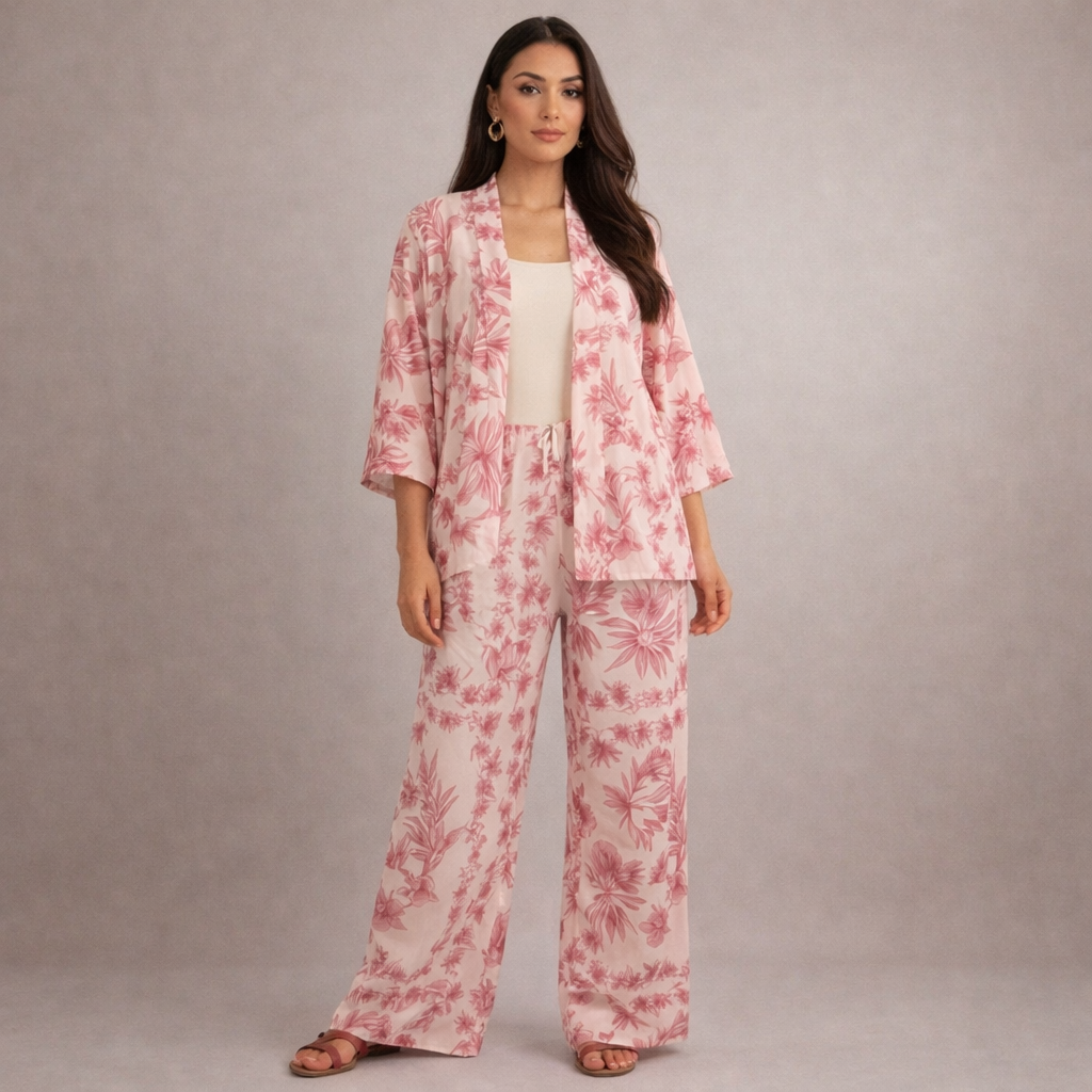 Women's red gabby alternate angle — versatile — Gabby Azulejo Relaxed 2-Piece Set — Oscar Blackwood