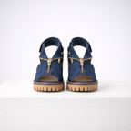 Women's blue suede heels styled look — elegant — Anna Denim Block Heels — Oscar Blackwood