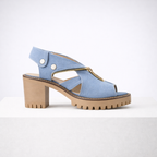 Women's blue suede heels color detail — elegant — Anna Denim Block Heels — Oscar Blackwood