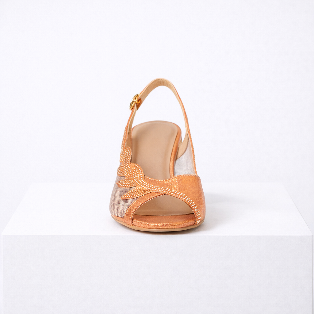 Women's orange heels color detail — elegant — Lily Grace Slingback Heels — Oscar Blackwood