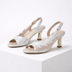 Women's silver heels front view — elegant — Lily Grace Slingback Heels — Oscar Blackwood