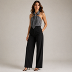 Women's gray meryl color detail — versatile — Meryl Tie Shirt for every occasion — Oscar Blackwood