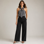 Women's gray meryl styled look — versatile — Meryl Tie Shirt for every occasion — Oscar Blackwood