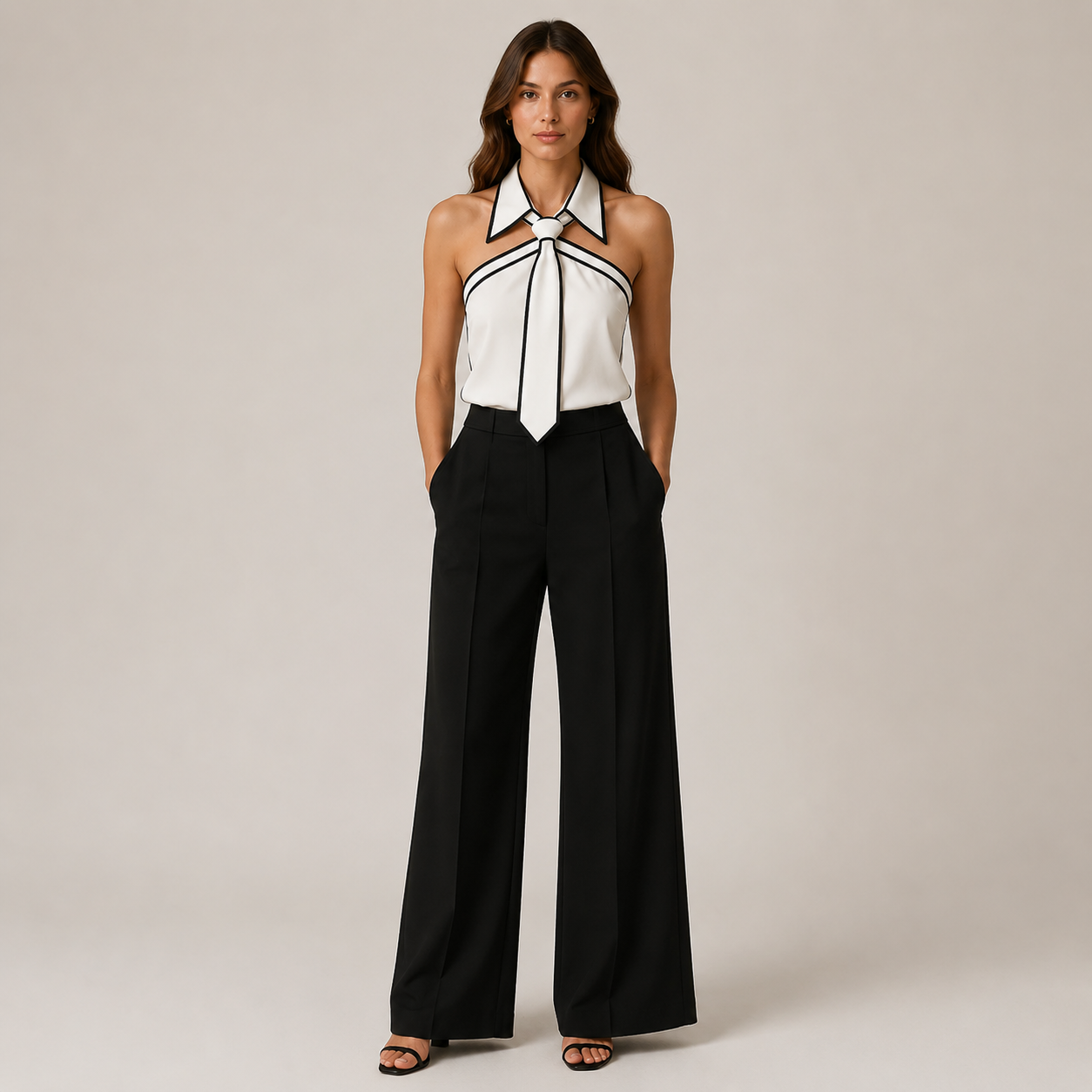 Women's white meryl side view — versatile — Meryl Tie Shirt for every occasion — Oscar Blackwood
