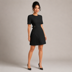 Women's black dress back view — chic — Merelin Pleated Dress for every occasion — Oscar Blackwood
