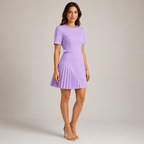 Women's purple dress styled look — chic — Merelin Pleated Dress — Oscar Blackwood