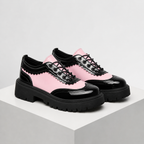 Women's pink lace shoes front view — versatile — Beatrix Wingtip Oxford Shoes — Oscar Blackwood