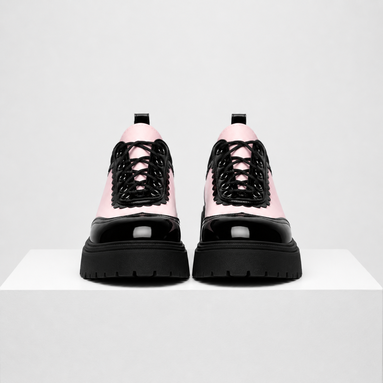 Women's pink lace shoes side view — versatile — Beatrix Wingtip Oxford Shoes — Oscar Blackwood