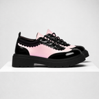 Women's pink lace shoes color detail — versatile — Beatrix Wingtip Oxford Shoes — Oscar Blackwood