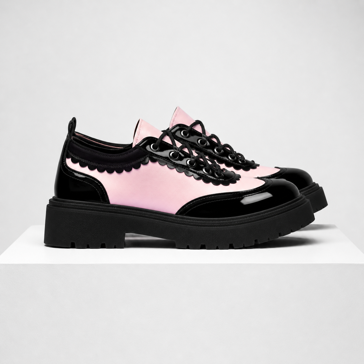Women's pink lace shoes color detail — versatile — Beatrix Wingtip Oxford Shoes — Oscar Blackwood
