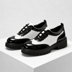 Women's white lace shoes back view — versatile — Beatrix Wingtip Oxford Shoes — Oscar Blackwood