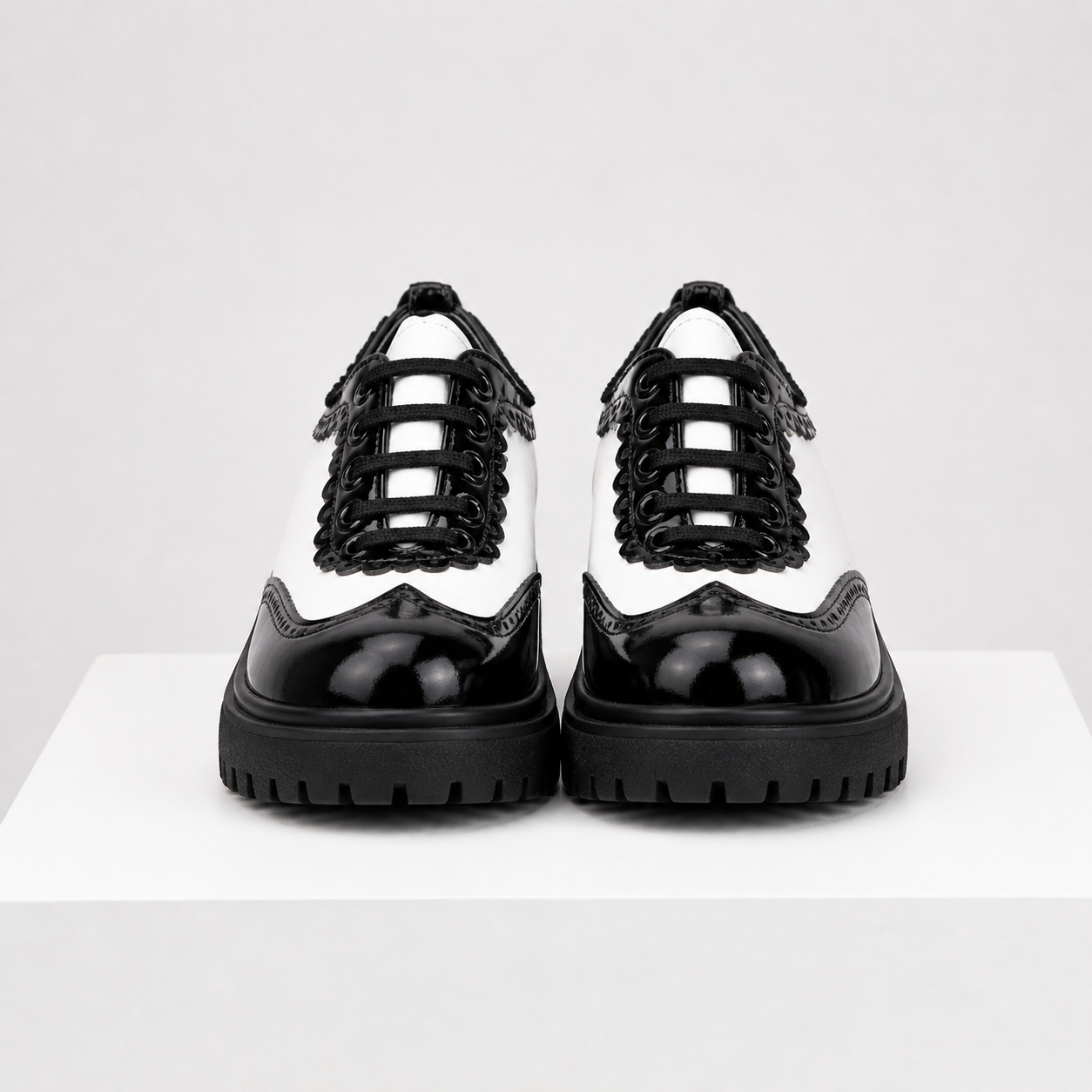 Women's white lace shoes detail view — versatile — Beatrix Wingtip Oxford Shoes — Oscar Blackwood
