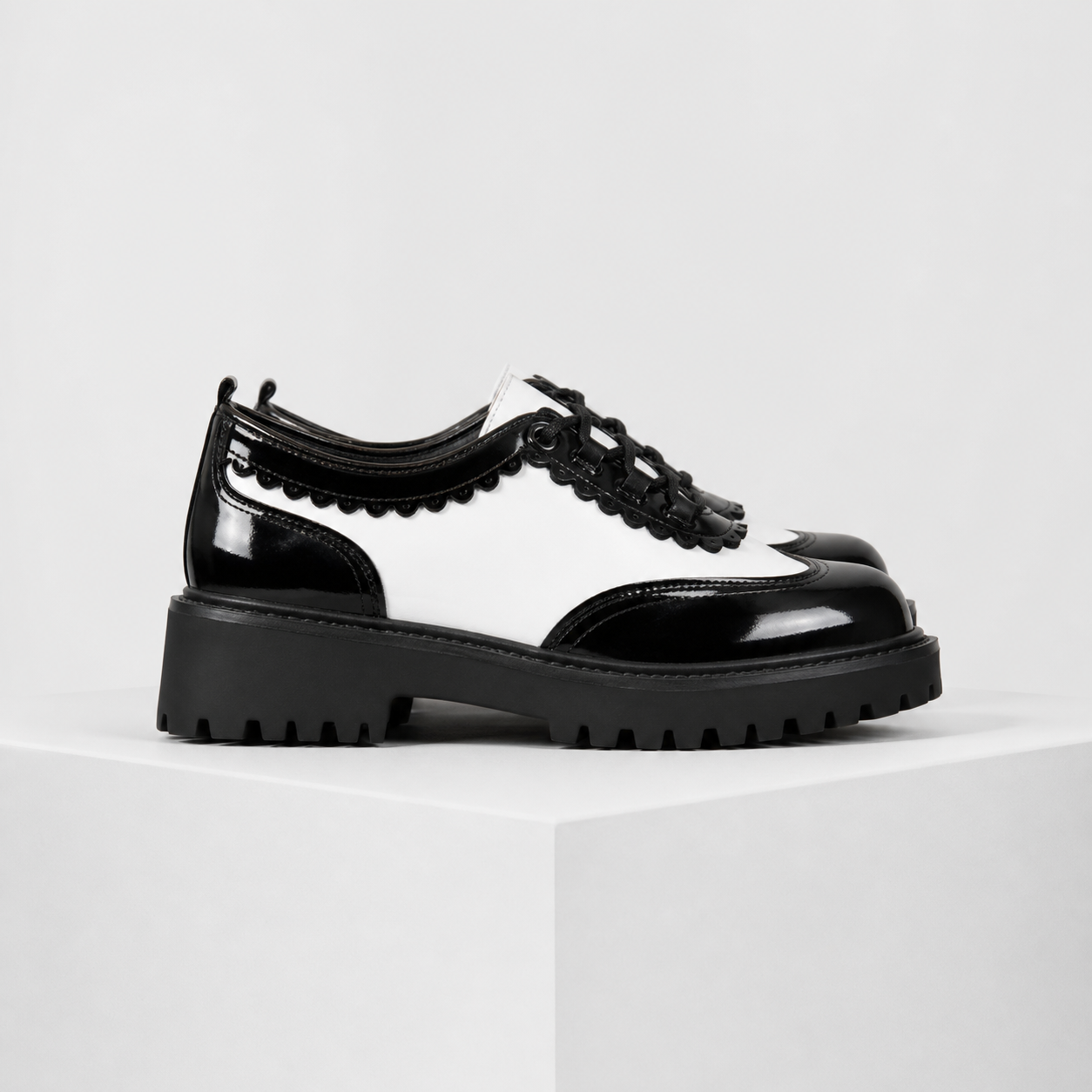 Women's white lace shoes back view — versatile — Beatrix Wingtip Oxford Shoes — Oscar Blackwood