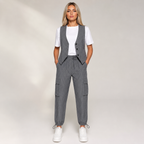 Women's gray fortini detail view — versatile — Fortini 2-Piece Pinstripe Set — Oscar Blackwood
