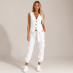 Women's white fortini alternate angle — versatile — Fortini 2-Piece Pinstripe Set — Oscar Blackwood