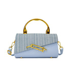 Women's sky-blue geometric handbag styled look — everyday — Samira Crossbody Handbag — Oscar Blackwood