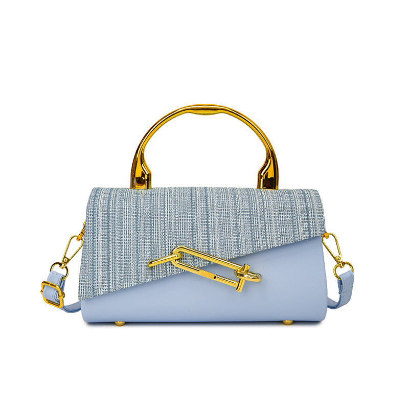 Women's sky-blue geometric handbag styled look — everyday — Samira Crossbody Handbag — Oscar Blackwood