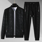 Men's black cotton pants side view — versatile — Chad 2 Piece Tracksuit Set — Oscar Blackwood