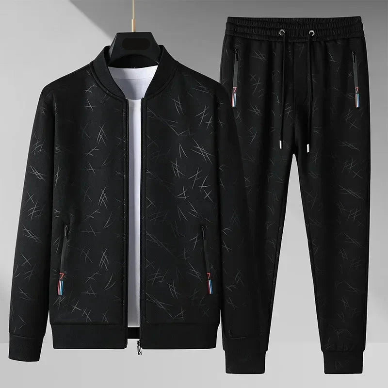 Men's black cotton pants side view — versatile — Chad 2 Piece Tracksuit Set — Oscar Blackwood