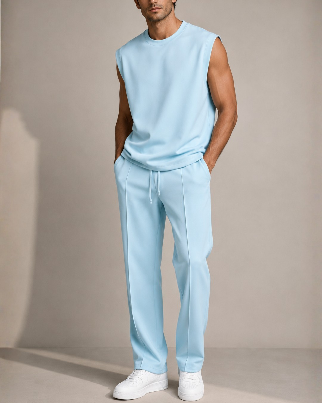 Men's polyester pants back view — versatile — Abakhan 2 Piece Set — Oscar Blackwood