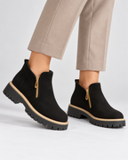 Women's suede boots front view — rugged — Angelina Ankle Boots — Oscar Blackwood