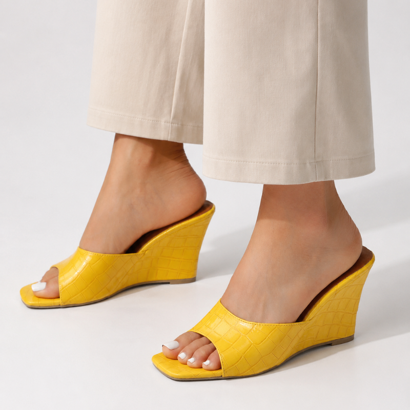 Women's heels back view — elegant — Christina Wedge Sandals for every occasion — Oscar Blackwood