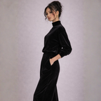 Women's velvet pants color detail — versatile — Shona Velvet 2 Piece Set — Oscar Blackwood