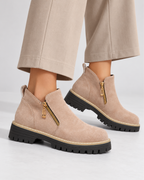 Women's suede boots close-up — rugged — Angelina Ankle Boots for every occasion — Oscar Blackwood