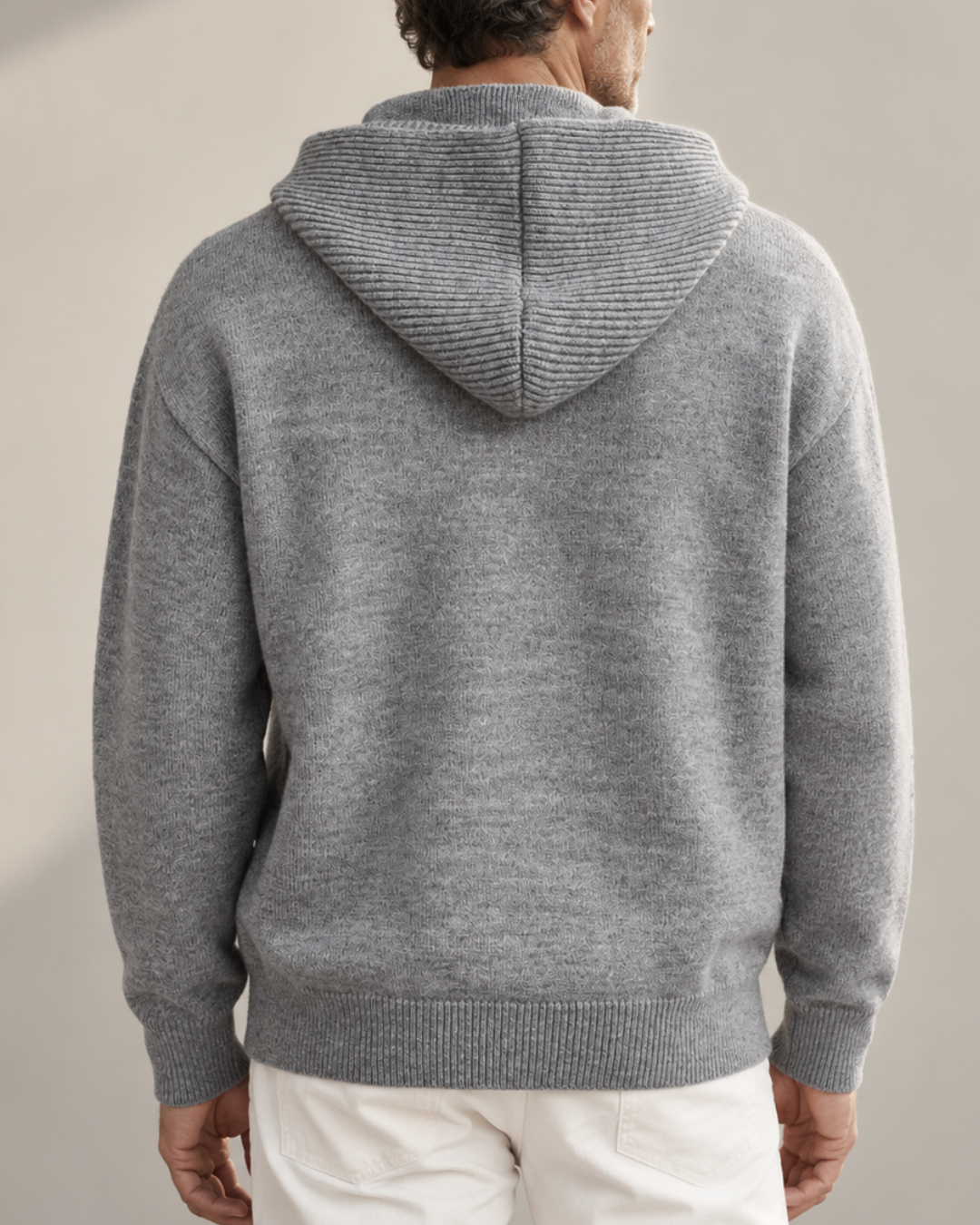 Unisex ribbed sweater color detail — cozy — Philip Hooded Turtleneck Sweater — Oscar Blackwood