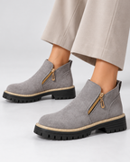 Women's suede boots side view — rugged — Angelina Ankle Boots for every occasion — Oscar Blackwood