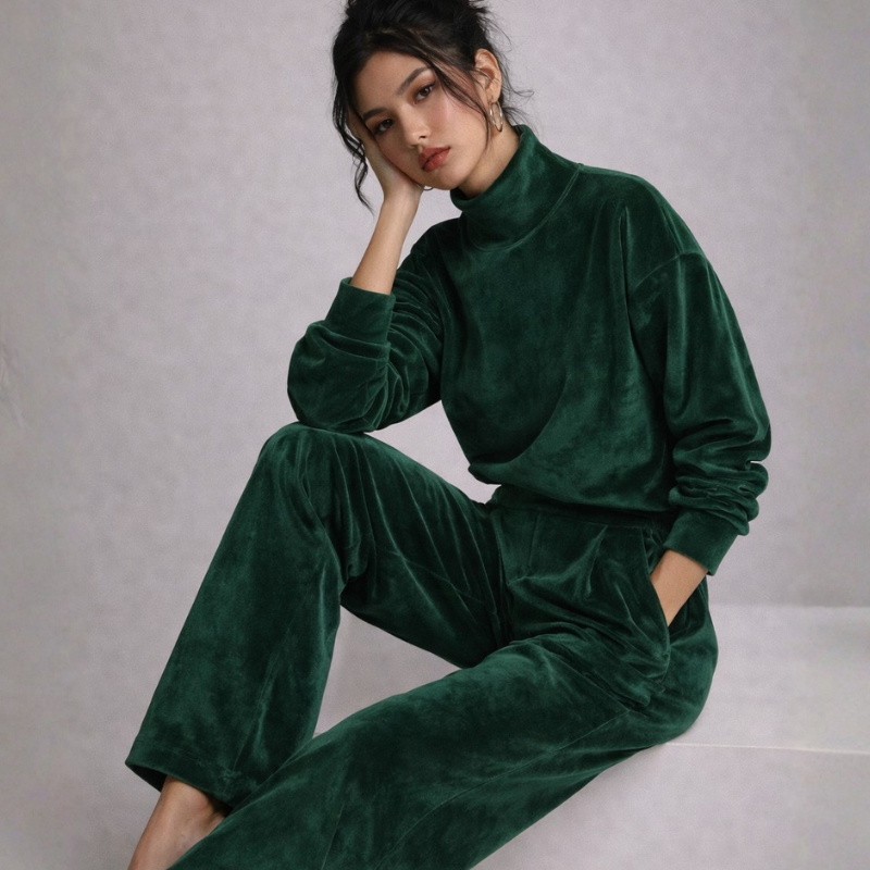 Women's velvet pants back view — versatile — Shona Velvet 2 Piece Set — Oscar Blackwood