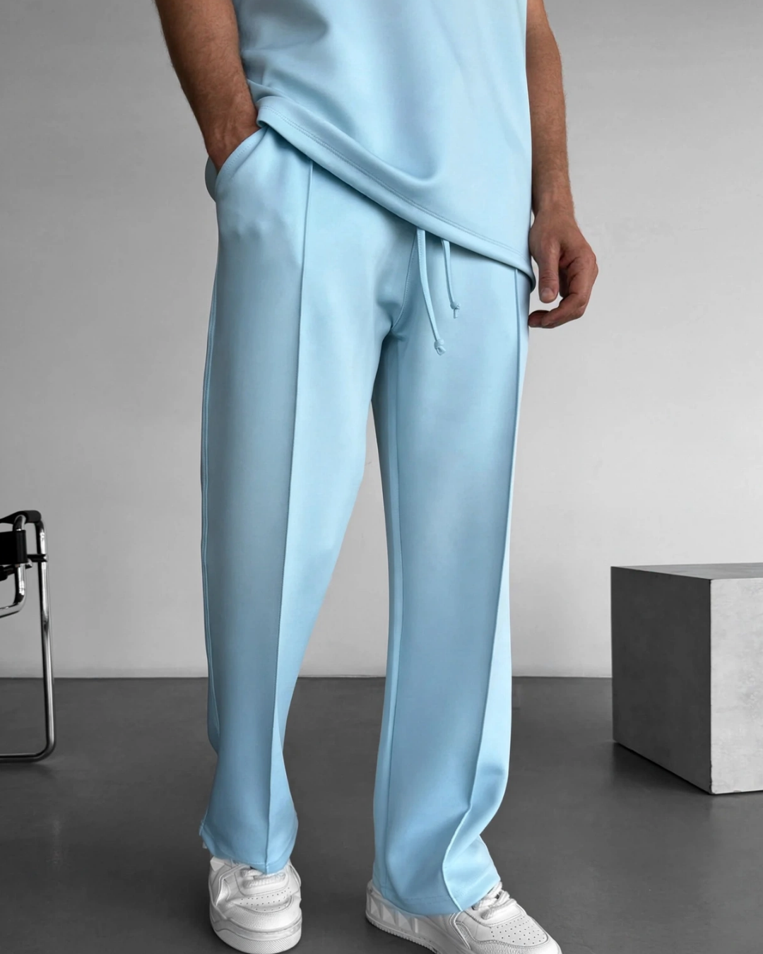 Men's polyester pants detail view — versatile — Abakhan 2 Piece Set — Oscar Blackwood