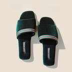 Women's velvet shoes side view — versatile — Spin-ons Open Toe Slippers — Oscar Blackwood