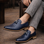 Men's woven loafers back view — versatile — Ludo Weave Leather Loafers — Oscar Blackwood