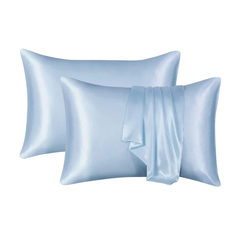 Unisex sky-blue silk moonlight side view — versatile — Moonlight Silk Pillowcase — Oscar Blackwood