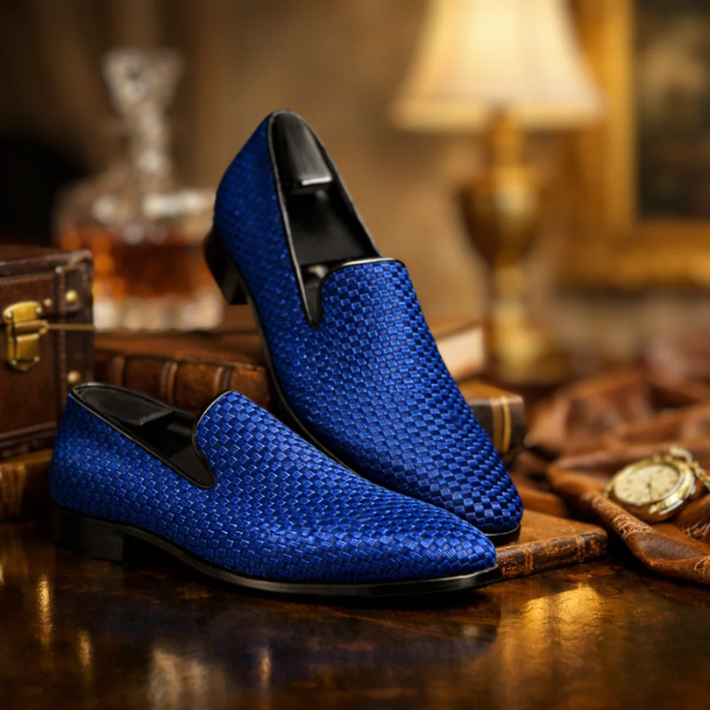 Men's velvet loafers back view — versatile — Benedict Velvet Flat Shoes — Oscar Blackwood