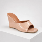 Women's pink heels styled look — elegant — Christina Wedge Sandals — Oscar Blackwood