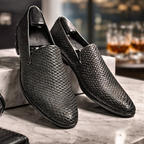 Men's velvet loafers close-up — versatile — Benedict Velvet Flat Shoes — Oscar Blackwood
