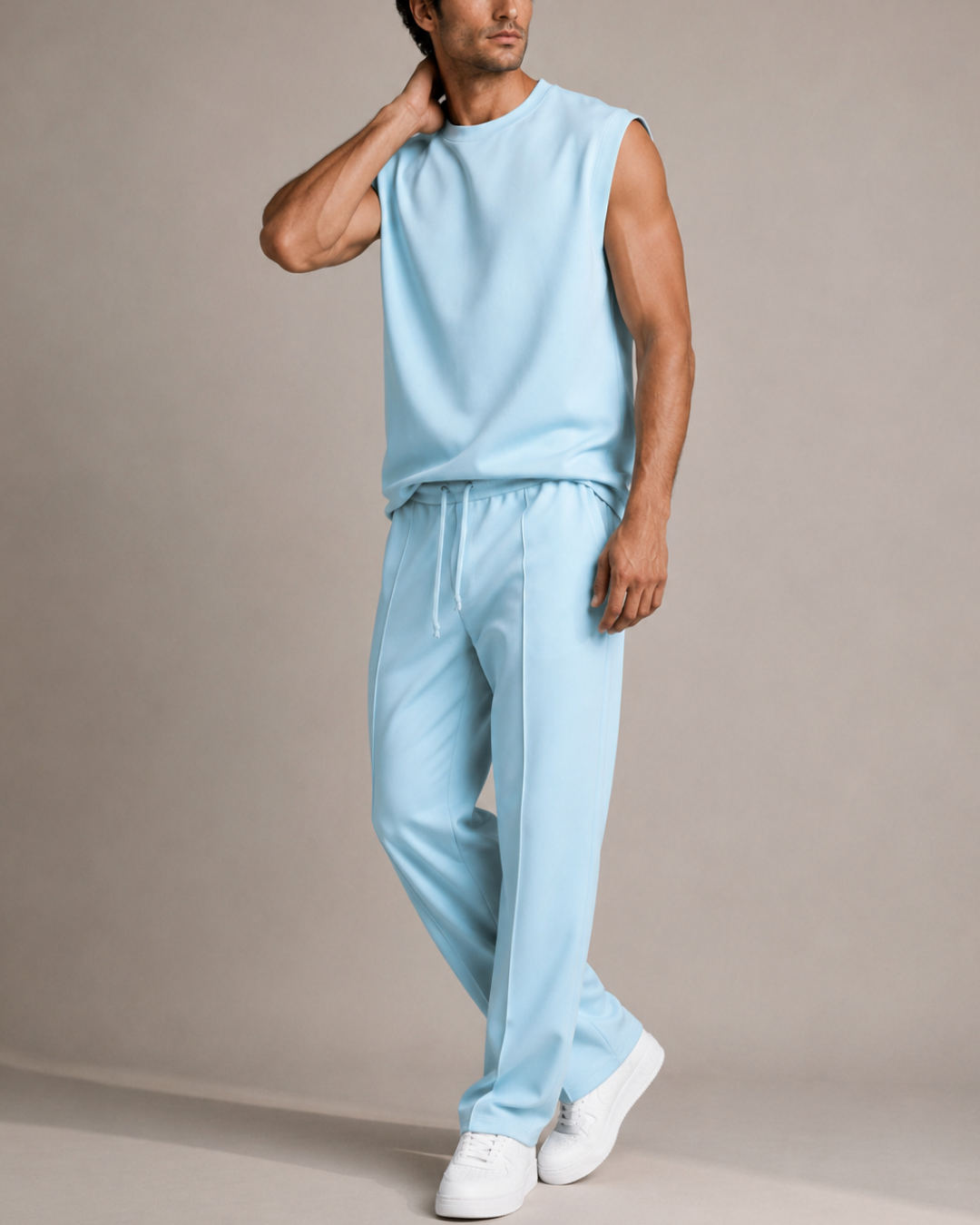 Men's polyester pants side view — versatile — Abakhan 2 Piece Set — Oscar Blackwood