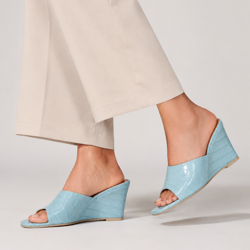Women's heels close-up — elegant — Christina Wedge Sandals for every occasion — Oscar Blackwood