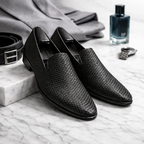 Men's velvet loafers side view — versatile — Benedict Velvet Flat Shoes — Oscar Blackwood