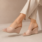 Women's heels color detail — elegant — Christina Wedge Sandals — Oscar Blackwood
