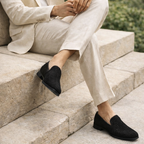 Men's velvet loafers color detail — versatile — Benedict Velvet Flat Shoes — Oscar Blackwood