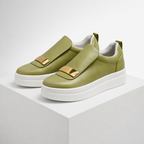 Women's green shoes front view — versatile — Gold Olive Shoes for every occasion — Oscar Blackwood