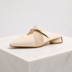 Women's white leather sandals back view — versatile — Evelyn Pointed Toe Mules — Oscar Blackwood